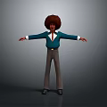 Man With Afro Hairstyle Wearing Green Shirt Brown Pants Black Shoes And Arms Outstretched
