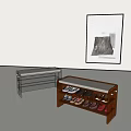 Modern Transparent Acrylic and Wooden Shoe Bench with Padded Seat and Storage Shelf Holding Shoes