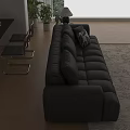 Comfortable Black Genuine Leather Multi Seater Sofa For Cozy Warm Home Living Room Decor