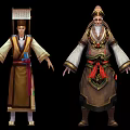 Game and Movie Characters in Traditional Chinese Style Robes with Decorative Belts