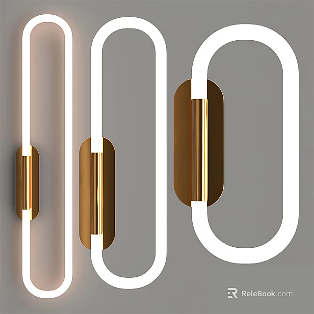 Modern Wall Lights With Geometric Shapes And Gold Metal Frames LED Lighting 3d model 