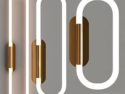 Modern Wall Lights With Geometric Shapes And Gold Metal Frames LED Lighting 3d model