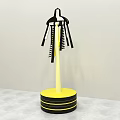 Public Chair With Yellow Base Black Top And Black Yellow Striped Decoration
