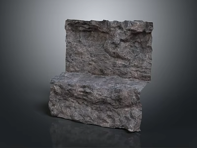 Natural Rock Seat Structure With Textured Surface And Integrated Backrest Design 3d model