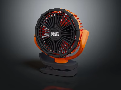 KLEIN TOOLS Computer Cooling Fan With Orange Black Design And Clamp Base For Laptop 3d model