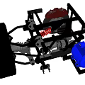Automotive Engine With Red Brake Components Black Frame And Tire Suspension System