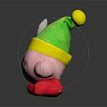 Pink Plush Toy With Green Yellow Hat On Gray Wooden Table Surface
