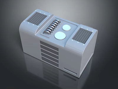 Gray Industrial Equipment With Circular Panels Spiral Structure And Ventilation Grilles 3d model