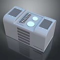 Gray Industrial Equipment With Circular Panels Spiral Structure And Ventilation Grilles
