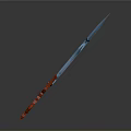 Fantasy Sharp Blue Blade With Red Intricate Handle And Unique Shape