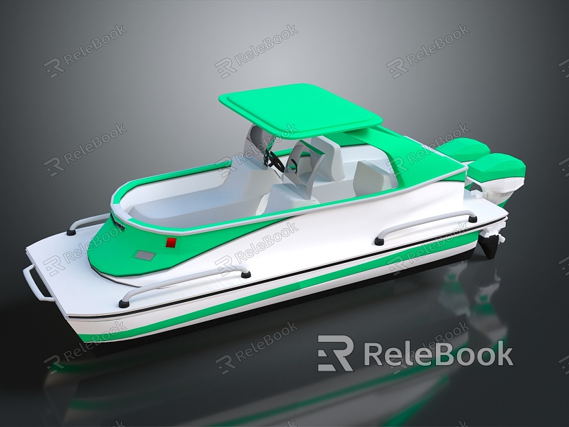 Modern yacht pontoon boat small boat fishing boat speedboat model