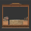 Antique Wooden Display Case With Glass Front And Ornate Carved Base Holding Artifacts