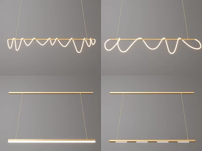 Modern Pendant Lights With Wavy And Linear Designs In Gold Metallic Minimalist Finish 3d model
