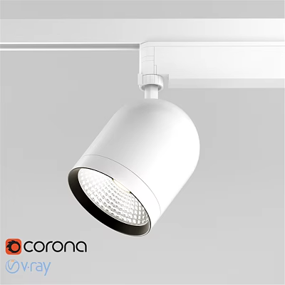Modern White Spotlight Track Mounted Ceiling Lighting With Lens Cover Design 3d model