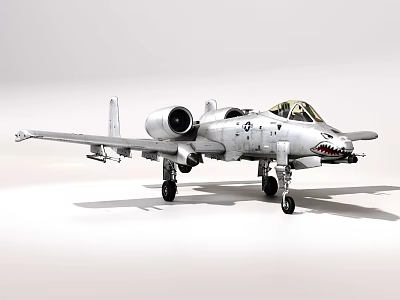 Military Gray Fighter Jet With Shark Mouth Paint Landing Gear Down And Wing Mounted Weapons 3d model