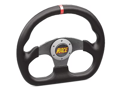 RABE Steering Wheel With Black Grip Red Stripe And Silver Center Logo 3d model