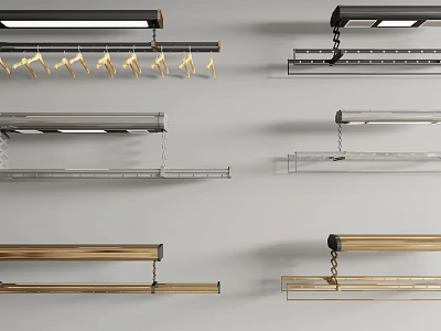 Stylish Modern Metal Clothes Hangers With Different Hooks Rods And Designs 3d model