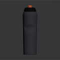 Purple Water Bottle With Black Lid And Orange Button On Simple Gray Background