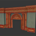 Classical Wooden Doorway Decoration With Carved Details Green Panels And Columns