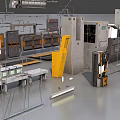 Public Facilities 3D Design Components With Street Lamps Benches Trash Bins And Signage