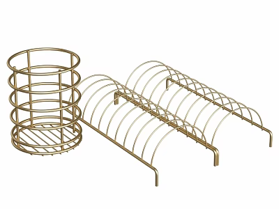 Golden Metal Kitchenware Organizers for Dishes Bowls and Kitchen Storage with Sturdy Design 3d model
