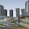 Modern High Rise Office Buildings In Urban Cityscape With Architectural Design Elements