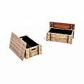 Open Wooden Crates With Slatted Design And Rustic Natural Finish