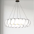 Modern White Shell Shaped Petal Chandelier With Multiple Hanging Wires Minimalist Interior Design