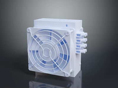 White Compact Household Ventilation Fan With Efficient Cooling System And Practical Design 3d model