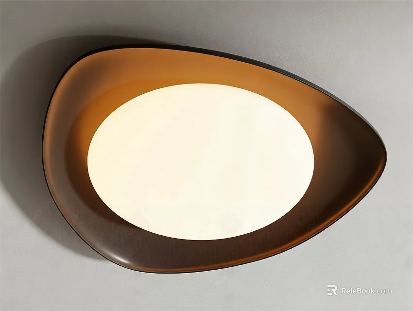 Modern Contemporary Ceiling Light With Unique Brown Frame And White Illumination 3d model 