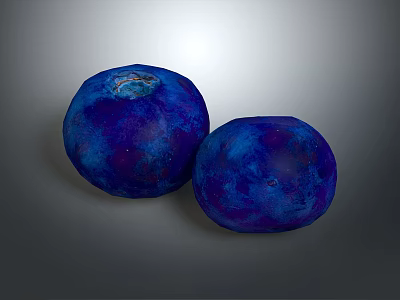 Two Plump Deep Blue Blueberries With Glossy Surface And Fresh Look 3d model