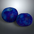 Two Plump Deep Blue Blueberries With Glossy Surface And Fresh Look