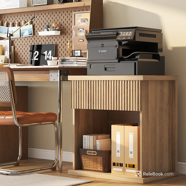 Wooden Nightstand With Shelf Storage File Boxes Calendar And Organizer 3d model 