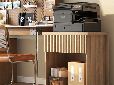 Wooden Nightstand With Shelf Storage File Boxes Calendar And Organizer 3d model