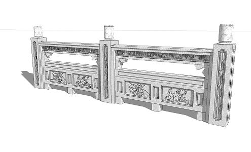 Chinese-style Balustrade Marble Balustrade 3d model