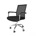 Ergonomic Office Desk and Chair Set with Black Mesh Back and Silver Casters