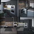 Modern Gray Kitchen Interior With Sleek Cabinets Island Counter And Appliances