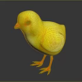 Cute Yellow Flying Animal Baby Chick With Orange Beak And Feet Standing On Black Background