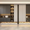 Modern Built in Shoe Cabinet Design With Storage for Shoes Bags and Decorative Lighting