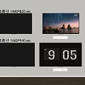 65 Inch and 75 Inch TV Screens with Scenery and Time Display Features
