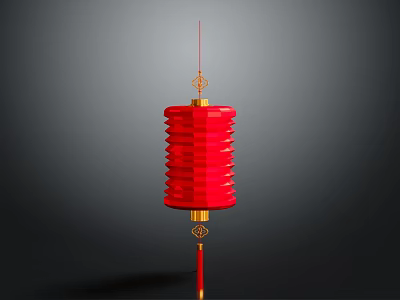 Traditional Chinese Red Lantern Furniture With Golden Accents And Decorative Details 3d model