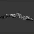 Realistic 3D Mountain Terrain Model With Detailed Topography And Gray Background