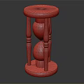 Decorative Wooden Hourglass Ornament with Glass Sand Timer and Carved Stand Base