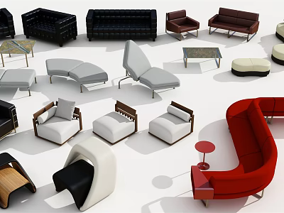 Modern Sofa Set Collection With Various Colors And Styles For Living Room 3d model