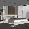 Modern Bedroom Interior Design With White Bedside Lamps Wooden Flooring And Floor to Ceiling Windows