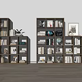 Modern Bookcases Interior Design With Books Decorations And Display Items 3d model