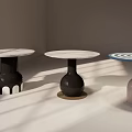 Round Dining Tables With Marble Tabletop And Various Designed Legs In Black Brown Pink