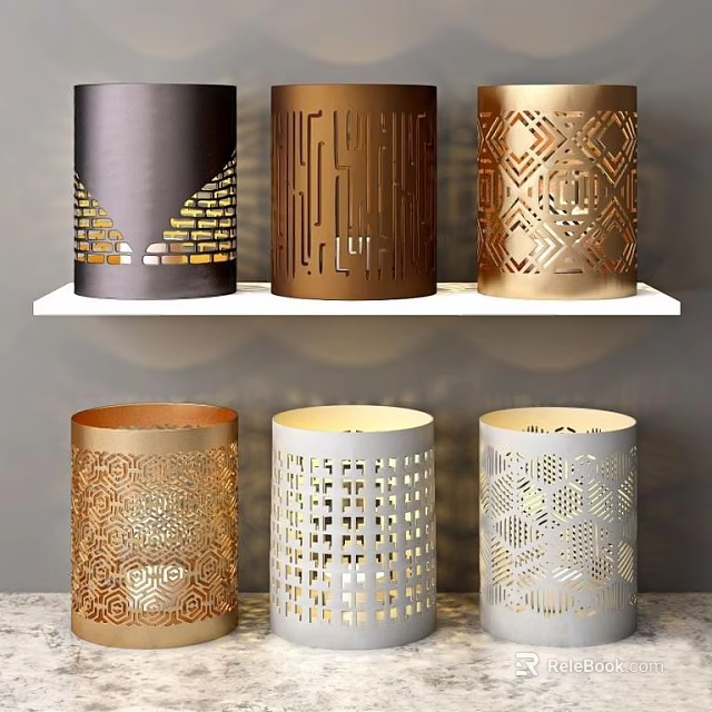 Public Facilities Featuring Perforated Cylindrical Designs In Various Colors And Patterns 3d model
