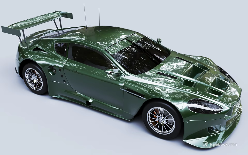 Green Racing Sports Car With Aerodynamic Features And Glossy Finish 3d model 