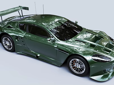 Green Racing Sports Car With Aerodynamic Features And Glossy Finish 3d model